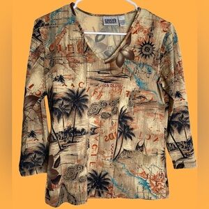 Y2k Chicos Hawaiian Map Top